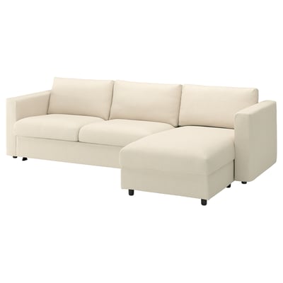 VIMLE 3-seat sofa-bed with chaise longue, Knäbäck light beige