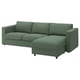 VIMLE 3-seat sofa, with chaise longue/Knäbäck grey-green