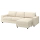 VIMLE 3-seat sofa with chaise longue, with wide armrests/Knäbäck light beige
