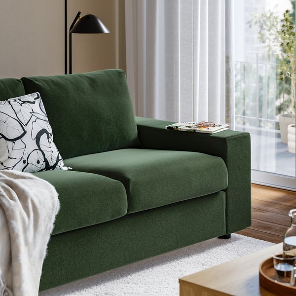 VIMLE 3-seat sofa, with wide armrests/Johanneshov dark green