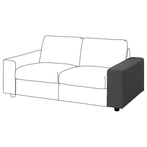 VIMLE gray sofa, sleek & modern design, three cushions, easy to clean covers.
