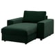 Youre looking at a dark green VIMLE modular sofa. Its chic, comfy, and versatile, designed with a modern aesthetic and functional storage.