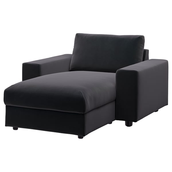 VIMLE sectional sofa, grey, velvet upholstery, l-shape, with storage.