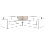 VIMLE corner sofa, neutral tone, minimalist design, comfy cushions, clean lines.