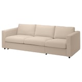 VIMLE beige sofa-bed, modern design, upholstered in cotton/polyester hallarp fabric.