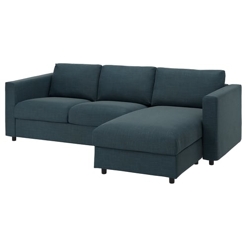 VIMLE teal sectional sofa, modern design, l-shape, recycled & natural materials.