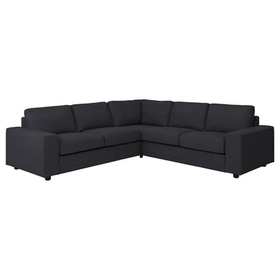 Dark gray VIMLE sectional sofa, modern design with clean lines, sturdy fabric.