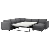 Modern grey sectional sofa bed with sleek lines and fabric texture.