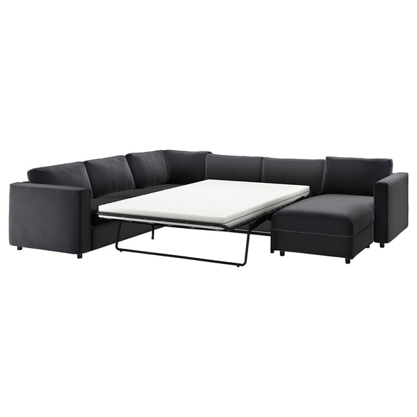 VIMLE sectional sofa-bed in dark grey with modern design.