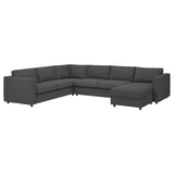 A dark gray VIMLE sectional sofa with a modern design, featuring a chaise lounge and multiple cushions for comfort.