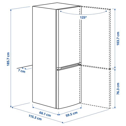 Illustration with measurements for the product: VINDÅS.