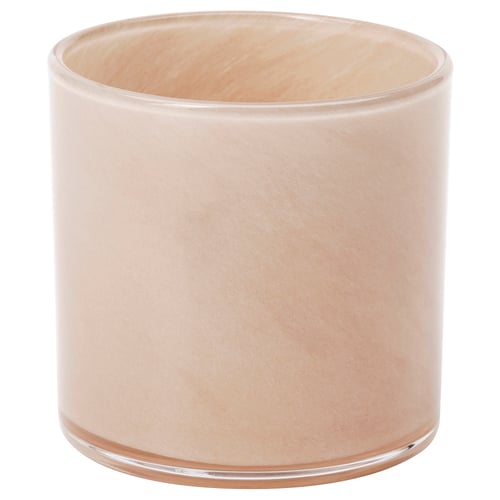 VINDSTILLA peach-colored, cylindrical glass tealight holder with a subtle, elegant design.