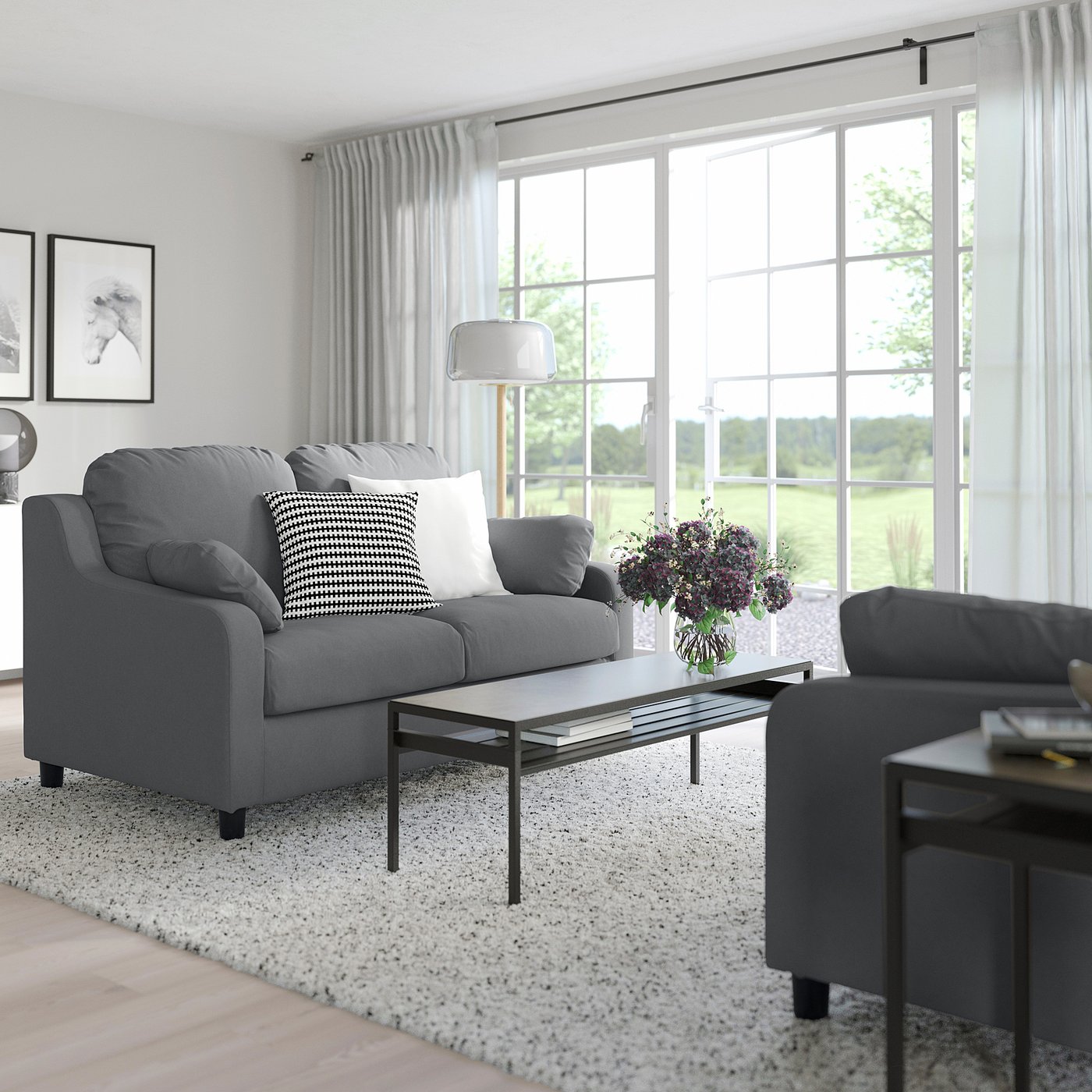 VINLIDEN 2-seat sofa, Hakebo dark grey - IKEA