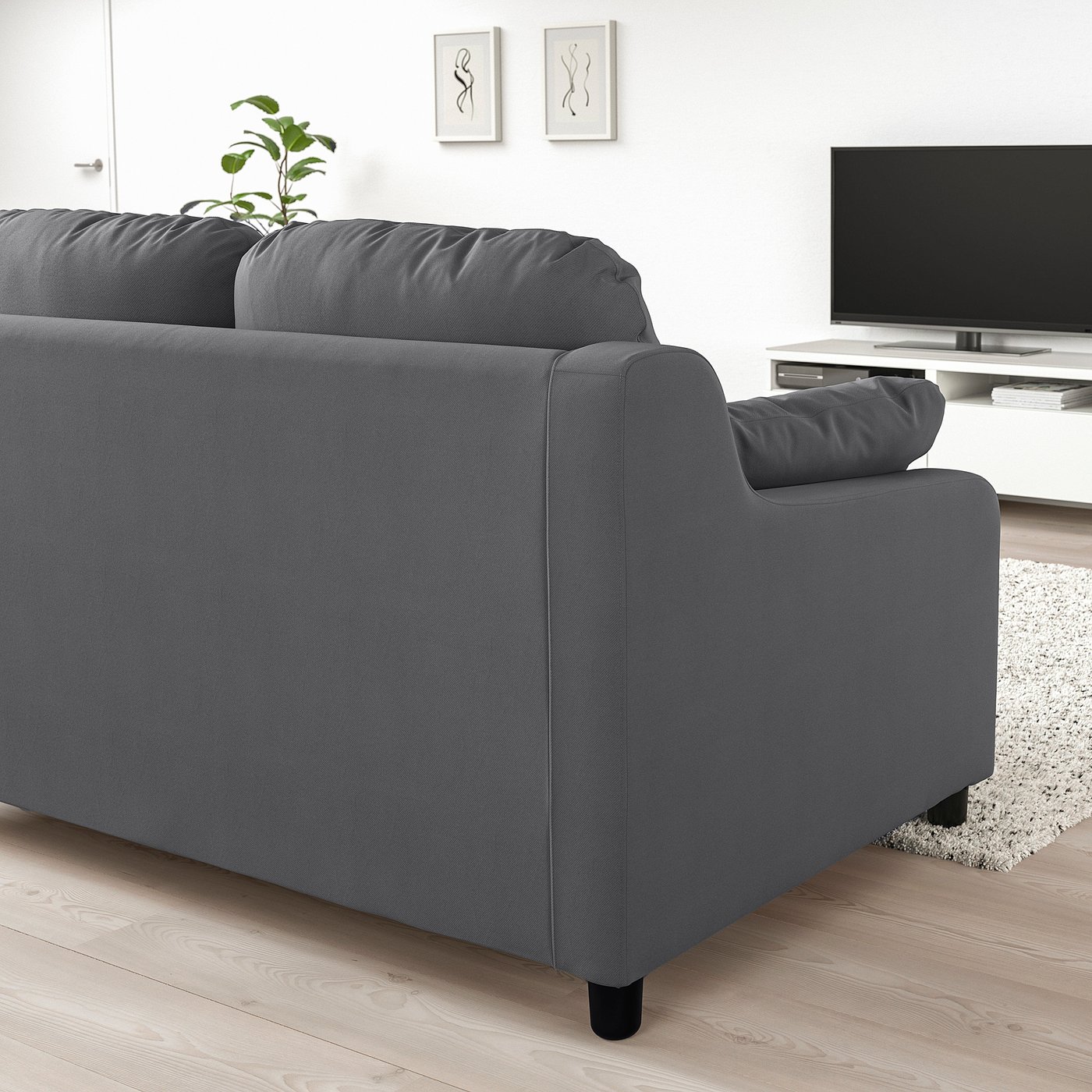 VINLIDEN 3-seat sofa, Hakebo dark grey - IKEA