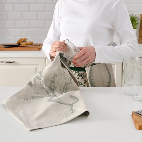 Tea towel, VITNOPPA, patterned, 45x60 cm IKEA