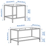 VITTSJÖ Nest of tables, set of 2, light beige/glass, 90x50 cm