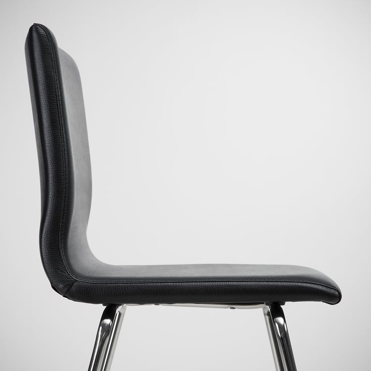 VOLFGANG bar stool with backrest, chromeplated/Bomstad black, 67 cm IKEA