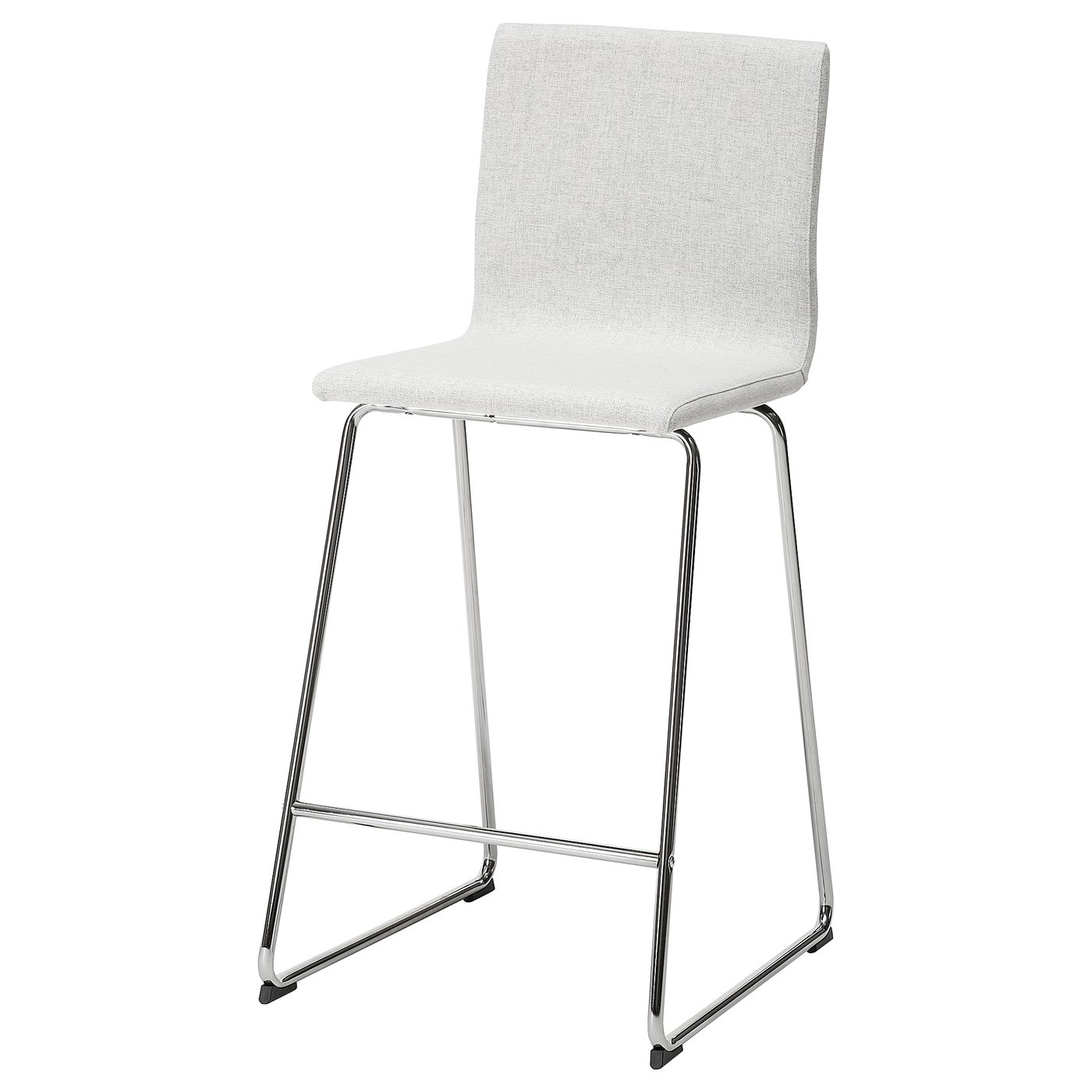 VOLFGANG Bar stool with backrest, chromeplated/Gunnared medium grey