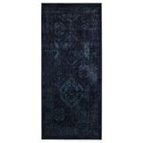 A dark blue VONSBÄK rug with a vintage, worn design. Its rectangular, made of polypropylene, and traditional patterns.