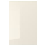 VOXTORP cabinet doors in glossy beige are sleek and modern with integrated handles. They feature a smooth, wipe-clean finish for easy maintenance.