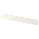 VOXTORP beige high-gloss kitchen plinth, sleek and modern, wipes clean easily.