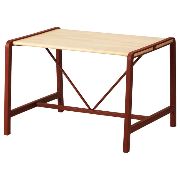 YPPERLIG Children's table, beech/dark red, 74x62 cm IKEA