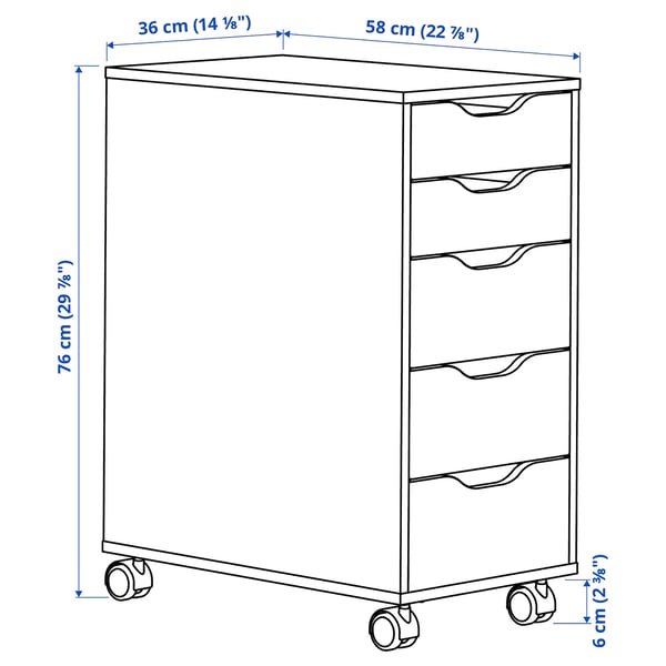 Startpunt telescoop Reinig de vloer Ladeblok op wielen, ALEX, wit, 36x76 cm - IKEA