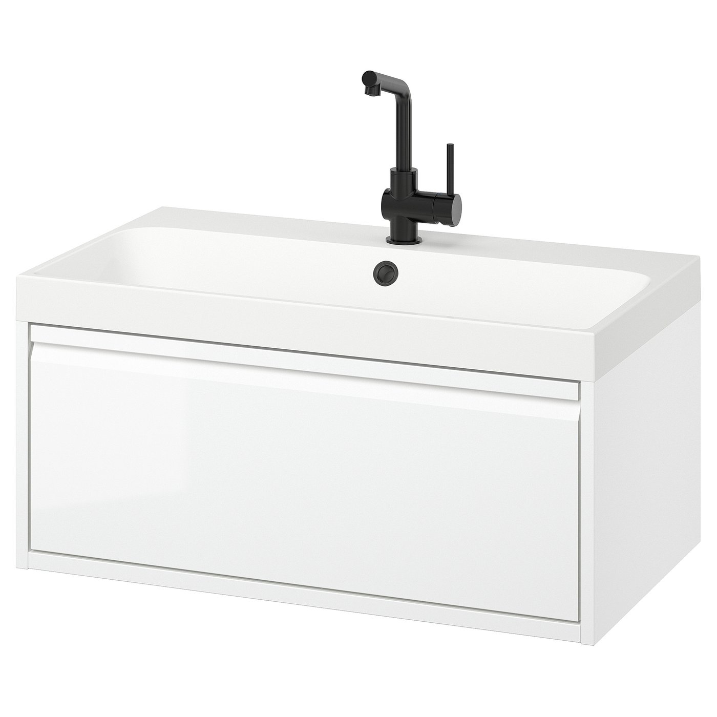 ÄNGSJÖN / BACKSJÖN Wastafelkast m lade/wastafel/kraan hoogglans wit 80x48x39 cm