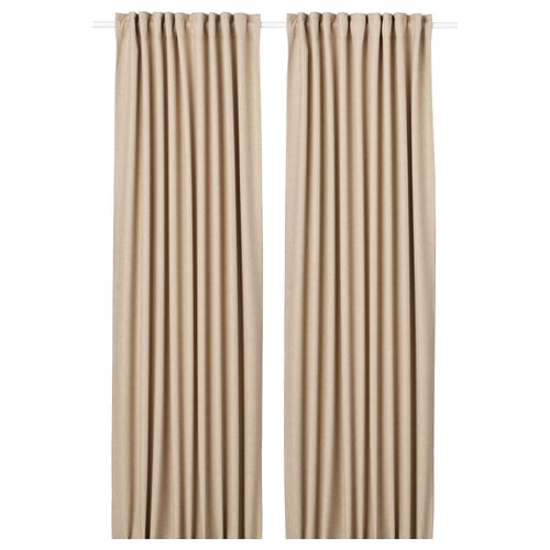 ANNAKAJSA beige verduisterende gordijnen, eenvoudig, rechthoekig met staafzak.