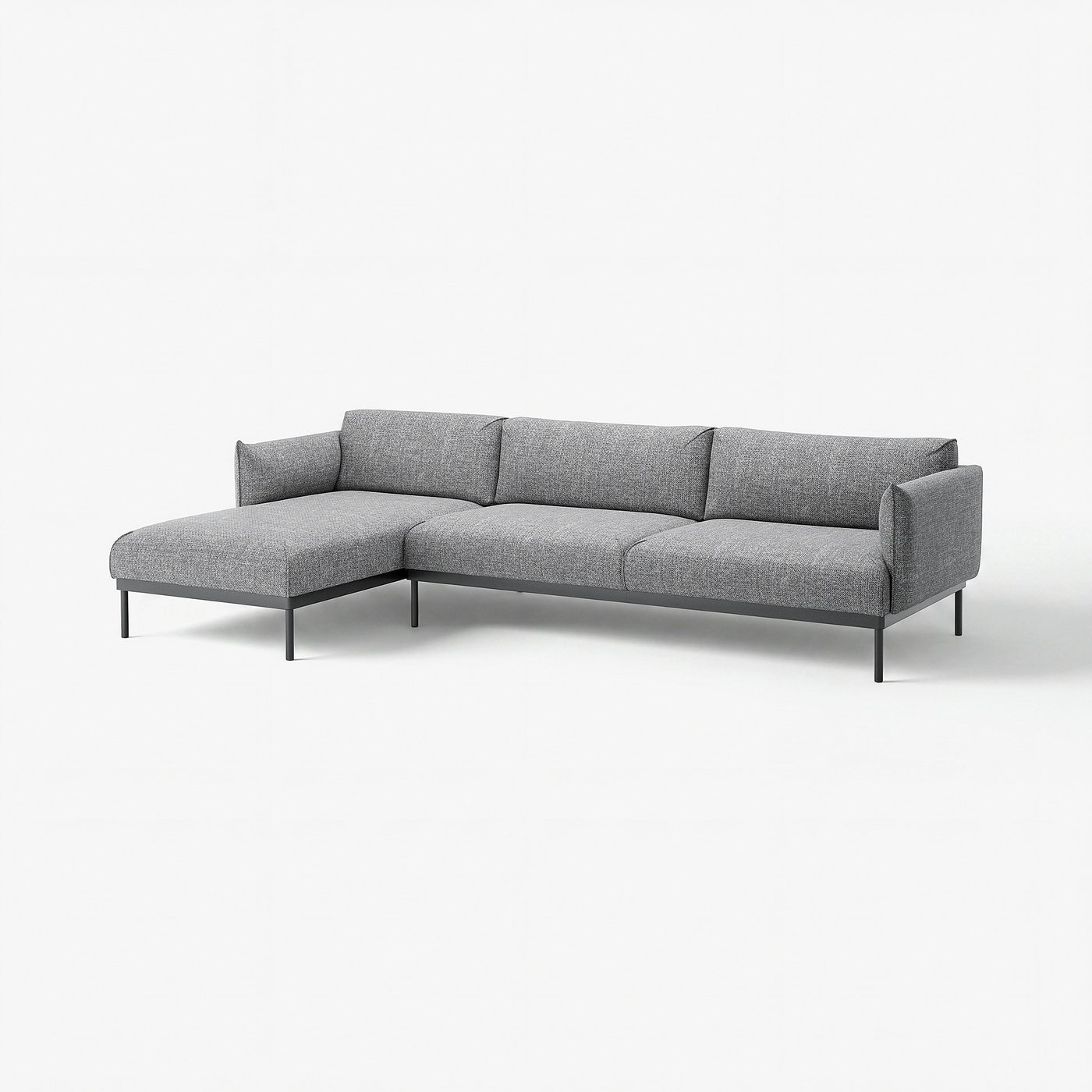 ÄPPLARYD 4-zitsbank met chaise longue Lejde grijs/zwart