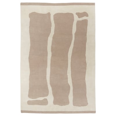AXHAVREN tapijt, beige & wit, rechthoekig, abstract ontwerp, handgeknoopte wol.
