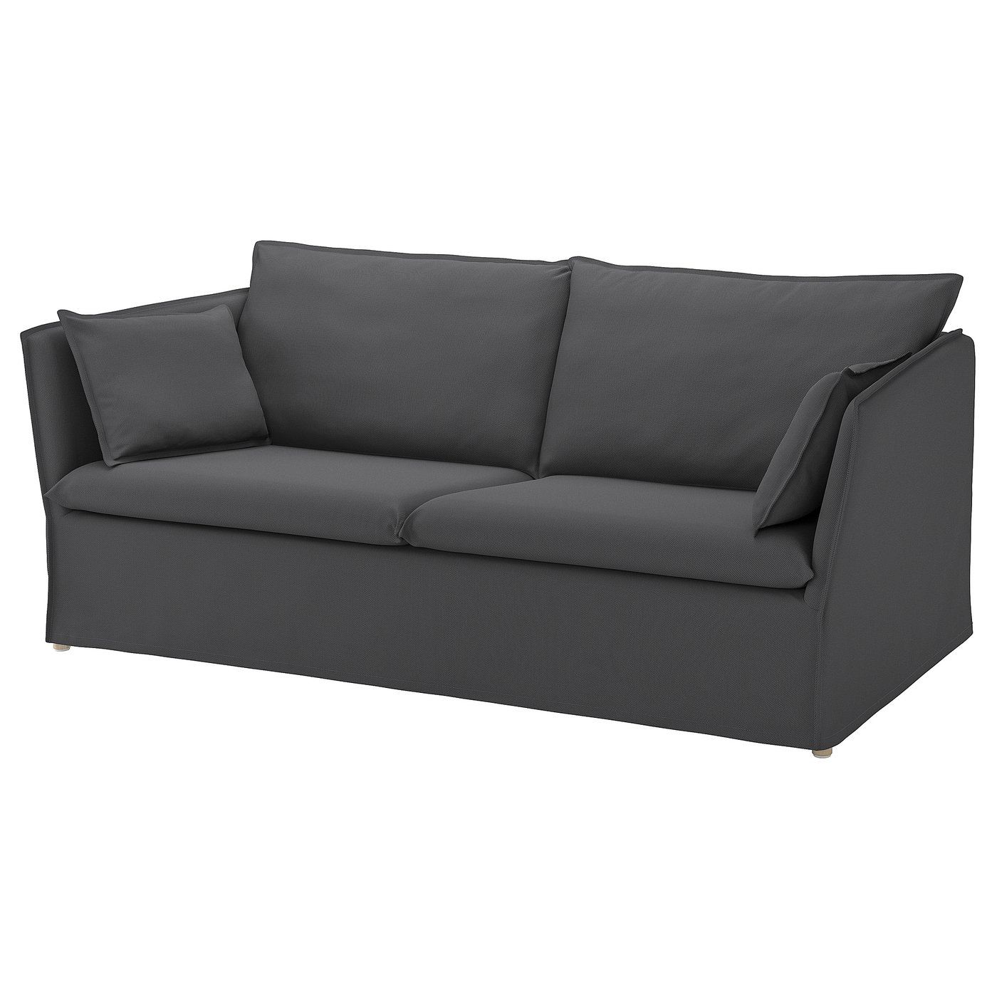 BACKSÄLEN grijze bank, strak modern design, drie kussens, afneembare hoes.
