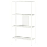 BAGGEBO boekenkast, wit, 3-laags metalen gaasplanken, modern design.