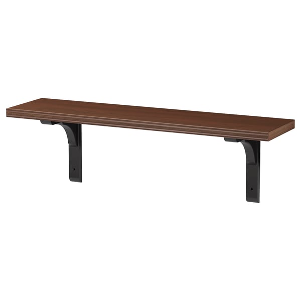 BERGSHULT notenhouten wandplank met afgeschuinde/gladde rand, spaanplaat/hardboard.