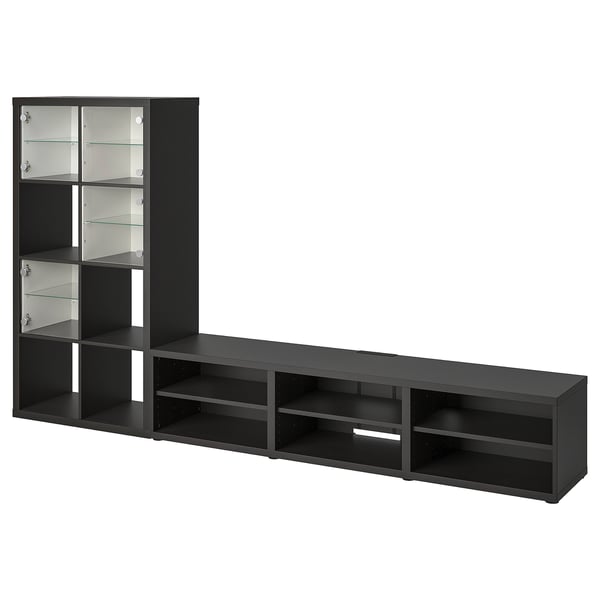 BESTÅ / KALLAX tv-/opbergcombinatie, zwartbruin, 257x40x147 cm - IKEA