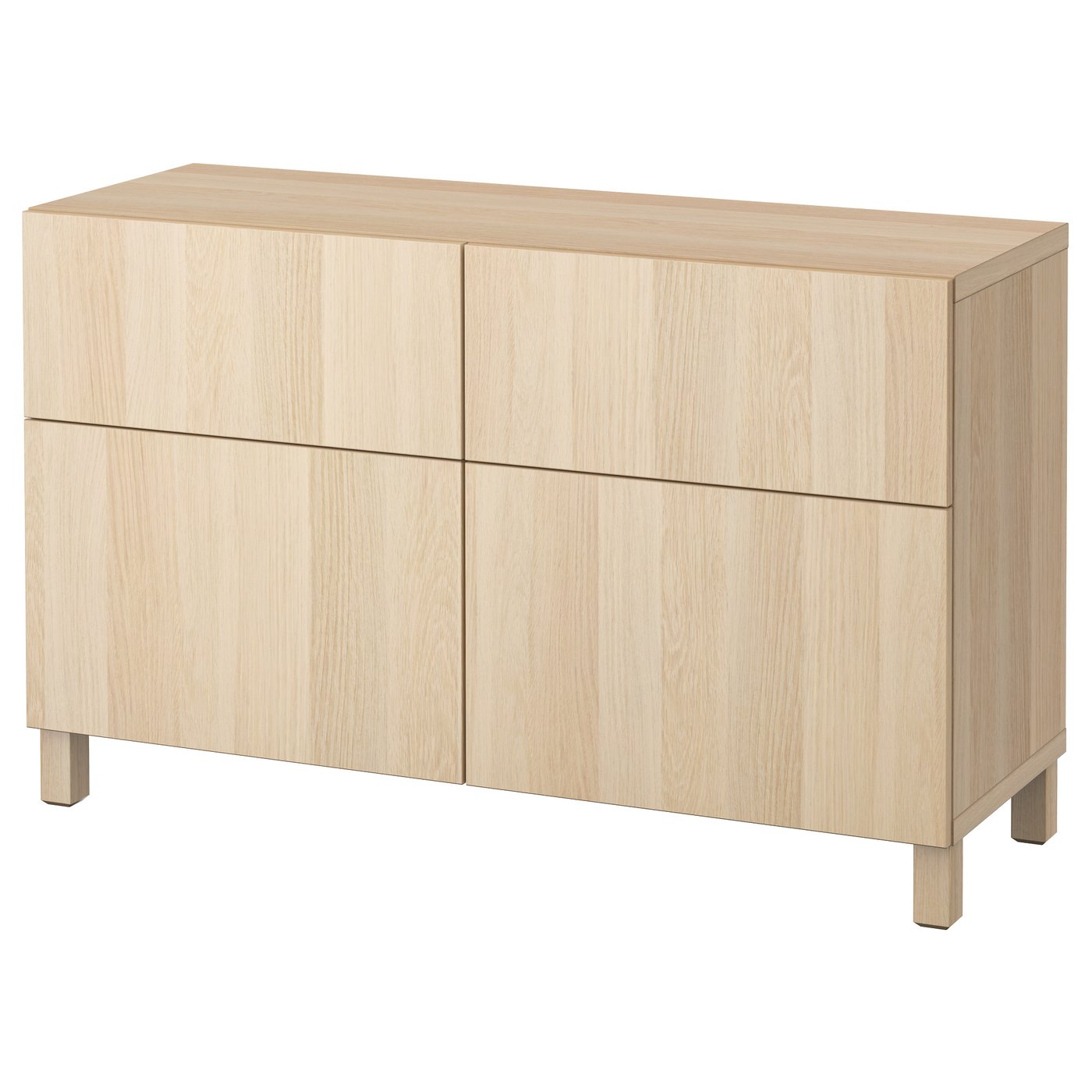 BESTÅ Opbergcombi met deuren/lades wit gelazuurd eikeneffect/Lappviken/Stubbarp wit gelazuurd eikeneffect 120x42x74 cm