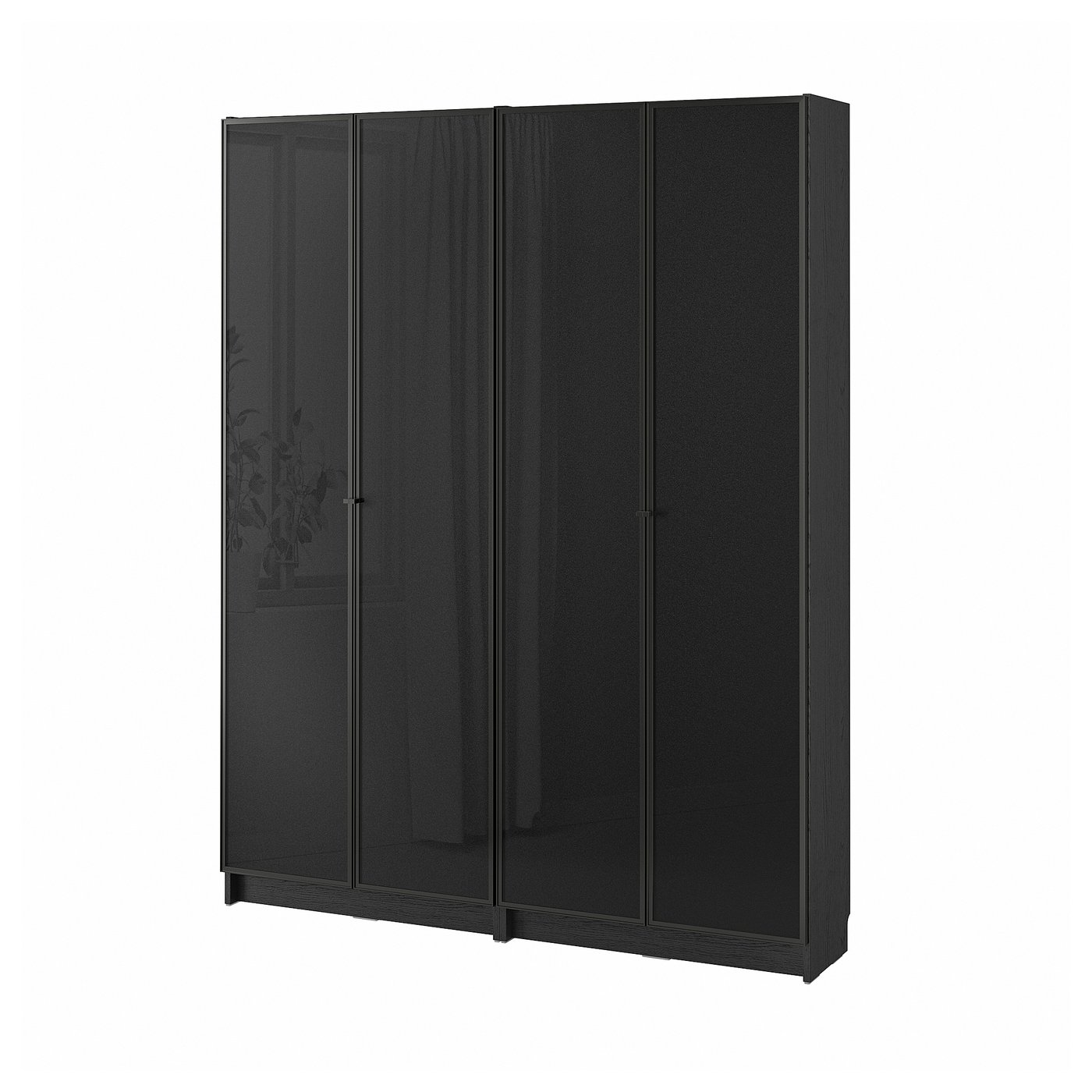 BILLY / HÖGBO Boekenkast combinatie glazen deuren zwart eikenpatroon 160x202 cm
