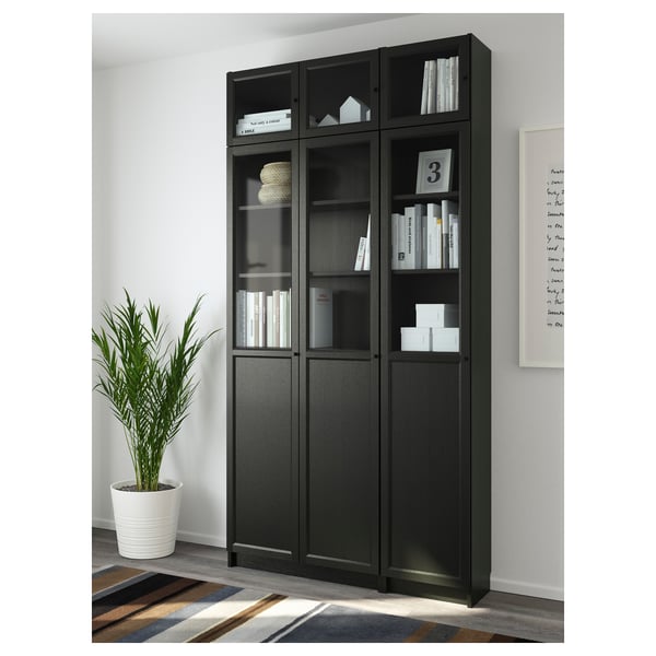 Billy Oxberg Boekenkast Zwartbruin Glas 120x30x237 Cm Ikea