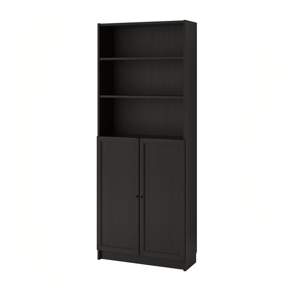 BILLY / OXBERG Boekenkast met deuren zwartbruin IKEA
