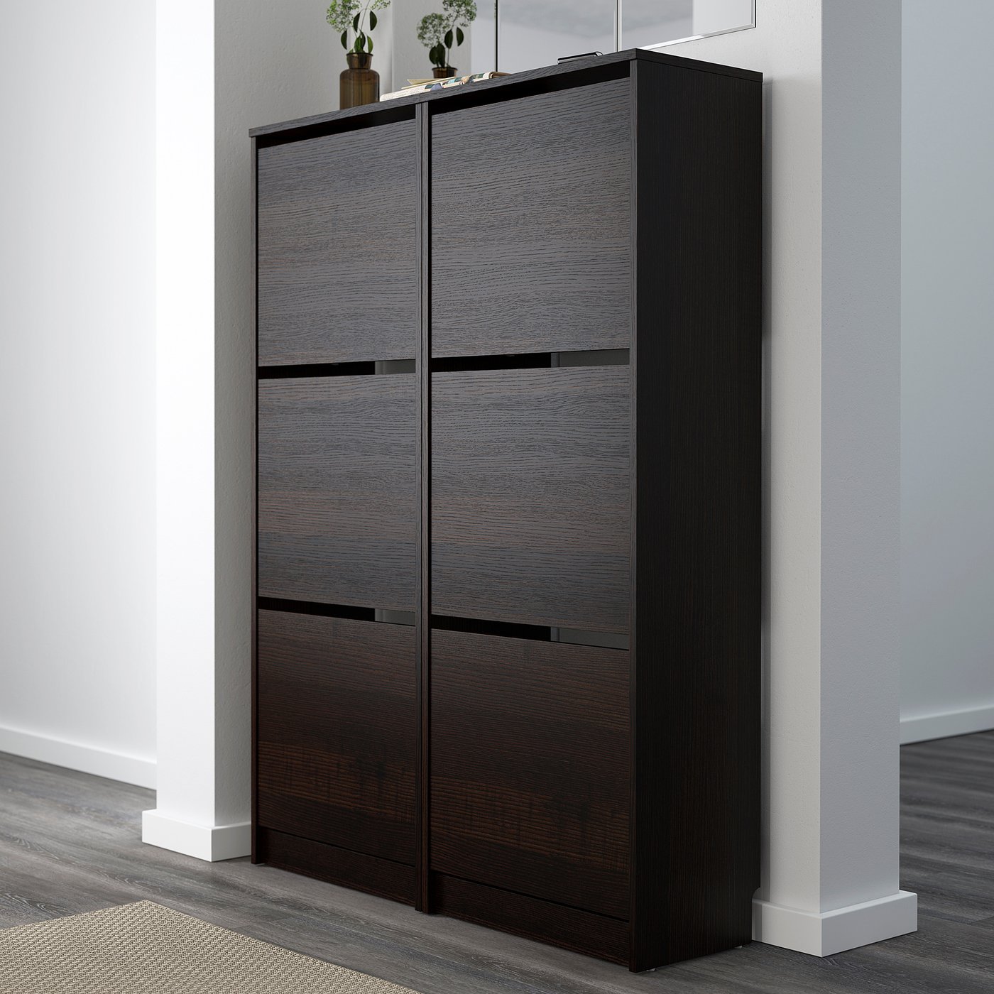 Bissa Schoenenkast 3 Vakken Zwart Bruin 49x135 Cm Ikea