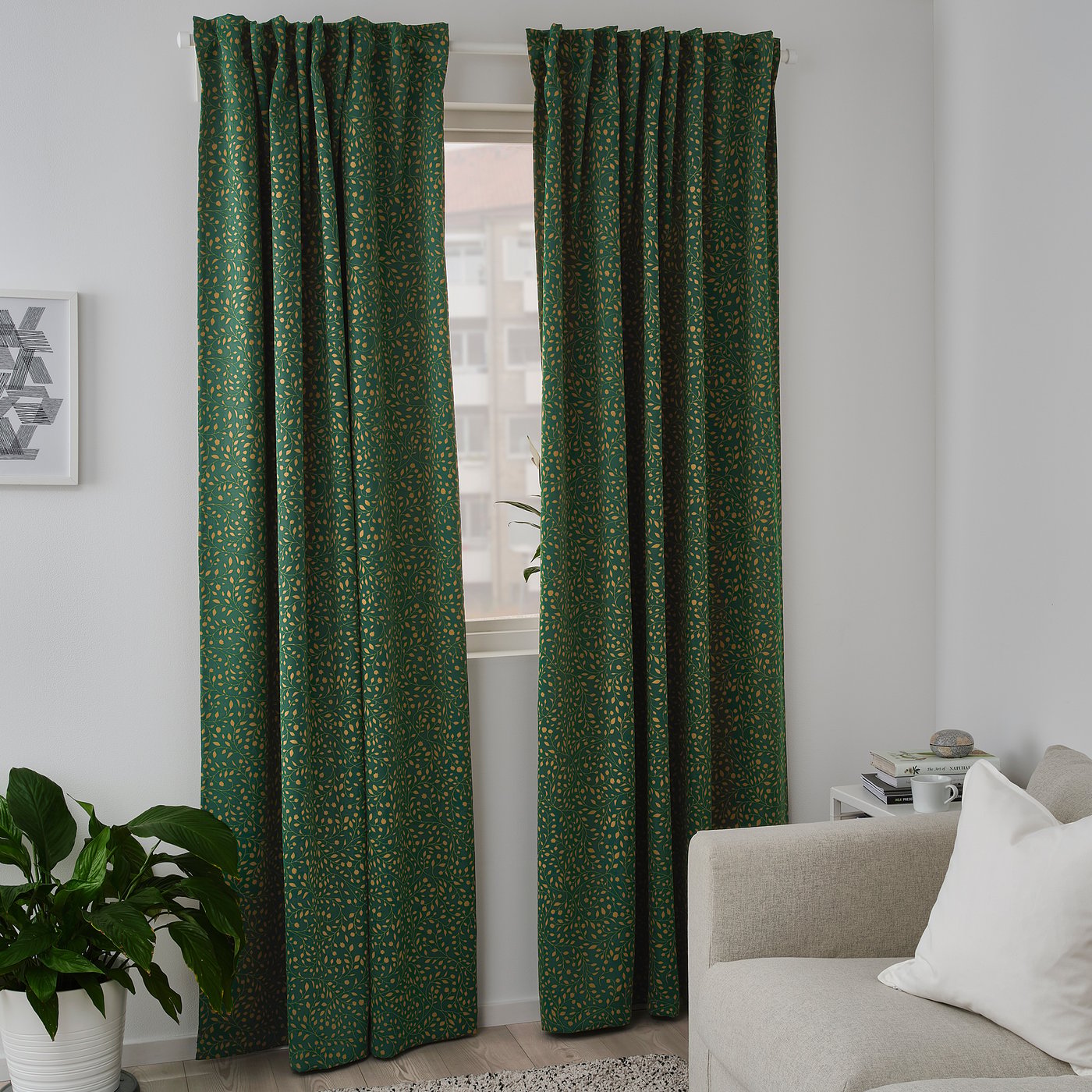 blabarsmott verduisterende gordijnen 1 paar groen 145x300 cm ikea