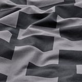 Abstract grijs dekbedovertrek met golvende geometrische patronen, met zachte, glanzende stof.