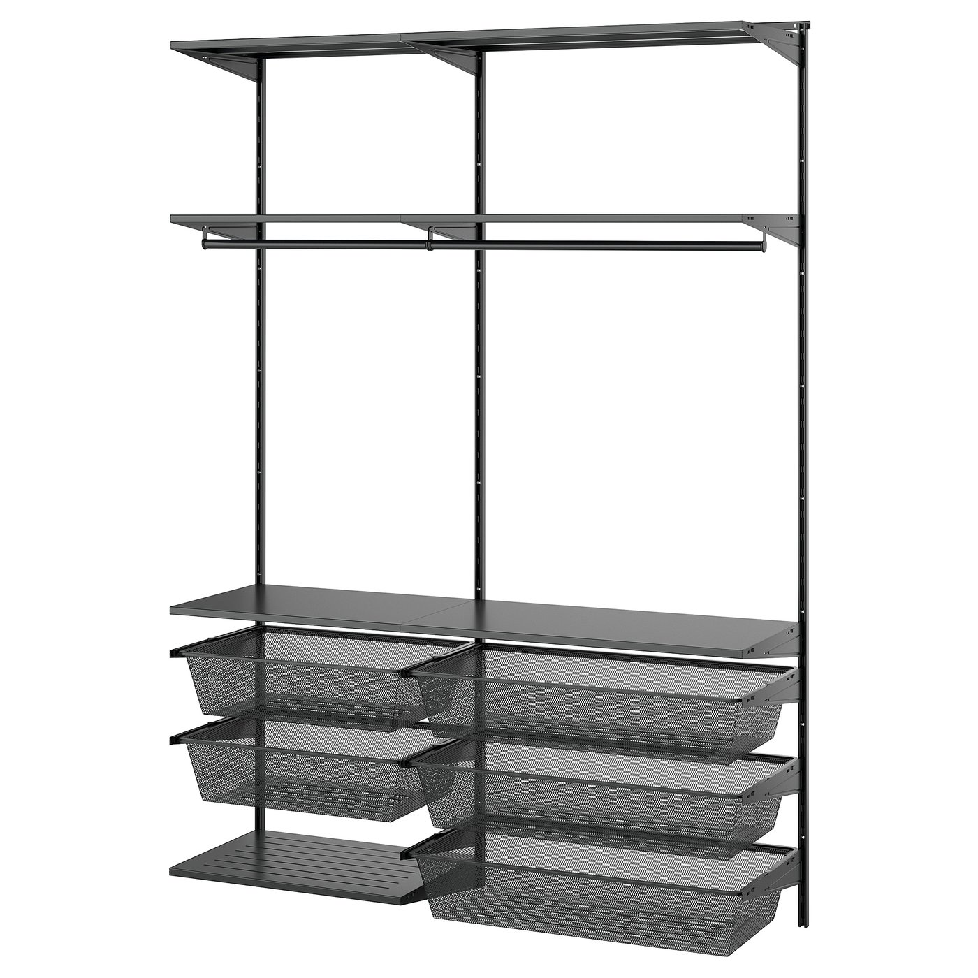 BOAXEL Kledingkastcombinatie antraciet/metaal 145x40x201 cm