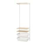 BOAXEL witte wandopslag: plank & ophangrail combo. Organizer met planken, gaasmanden & kledingroede voor slaapkamer of kast.