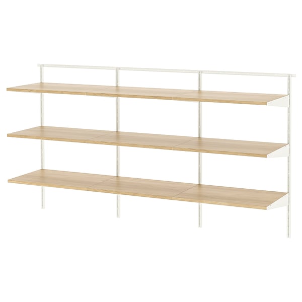 BOAXEL witte wandplanken, 4 lichte houten planken, minimalistische opberger.