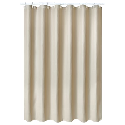 BORSTALOE douchegordijn, beige, gerecycled polyester, wafeltextuur, klassiek design.