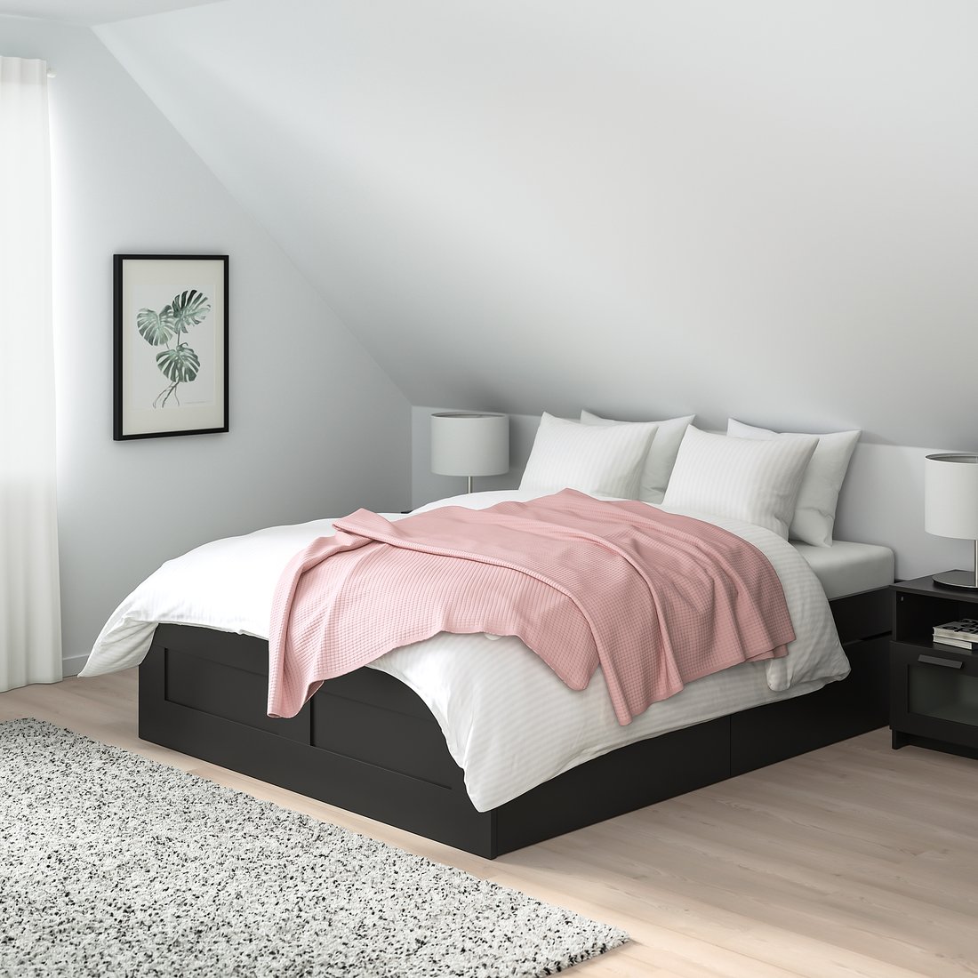 BRIMNES Bedframe met opberglades, zwart, 160x200 cm IKEA