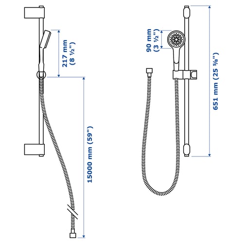 Stang met handdouche, BROGRUND, verchroomd IKEA