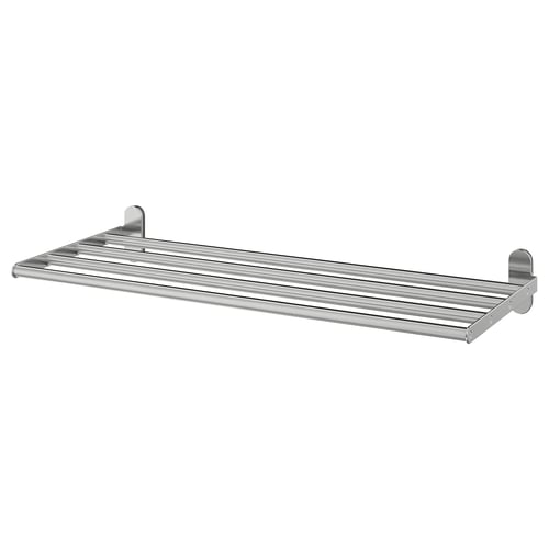 Grit cent Bevatten Wandplank met handdoekstang, BROGRUND, roestvrij staal, 67x27 cm - IKEA