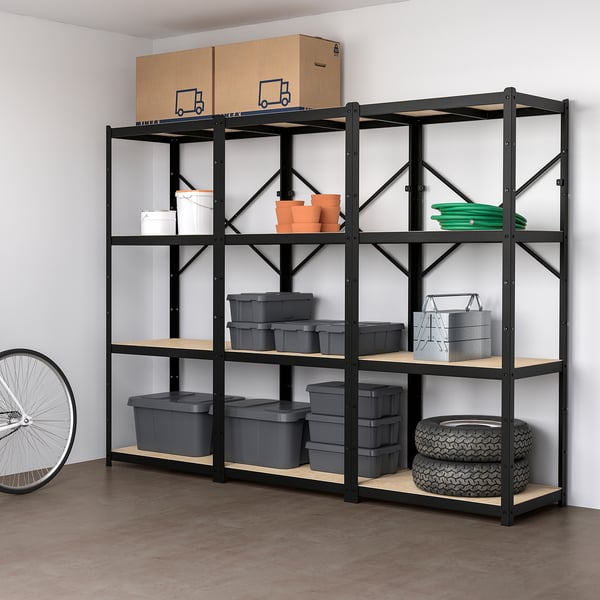 Bror Open Kast Zwart Hout 254x55x190 Cm Ikea